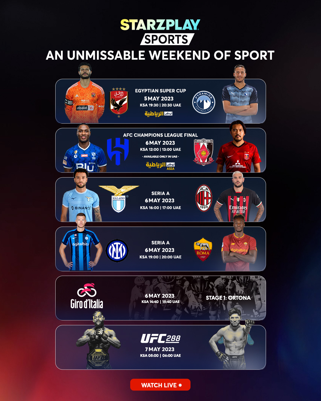 STARZPLAY Sports presents an unmissable weekend of live sport!